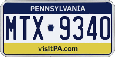 PA license plate MTX9340