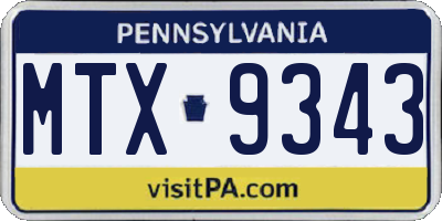 PA license plate MTX9343