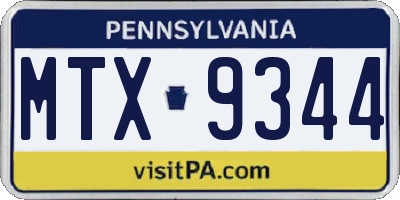 PA license plate MTX9344