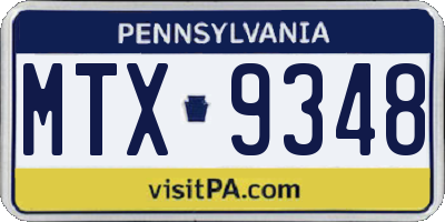 PA license plate MTX9348
