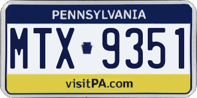 PA license plate MTX9351