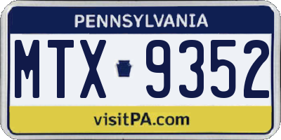 PA license plate MTX9352