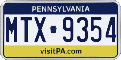 PA license plate MTX9354