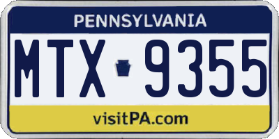 PA license plate MTX9355
