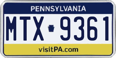 PA license plate MTX9361