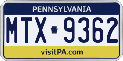 PA license plate MTX9362