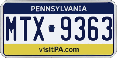 PA license plate MTX9363
