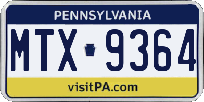 PA license plate MTX9364