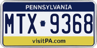 PA license plate MTX9368