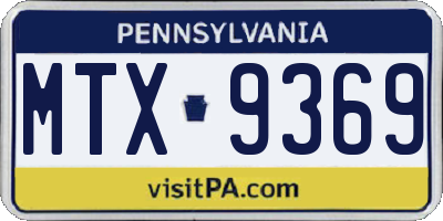 PA license plate MTX9369