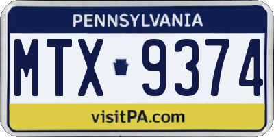 PA license plate MTX9374