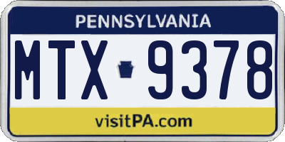PA license plate MTX9378