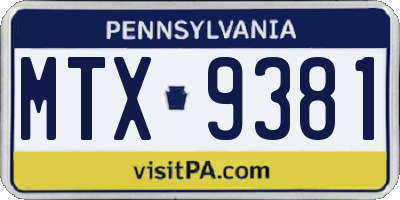 PA license plate MTX9381