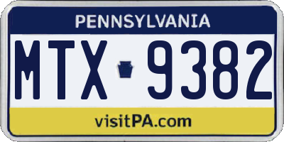PA license plate MTX9382