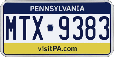 PA license plate MTX9383