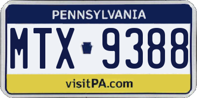 PA license plate MTX9388