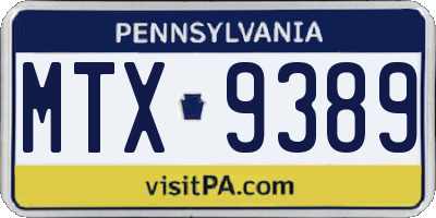 PA license plate MTX9389