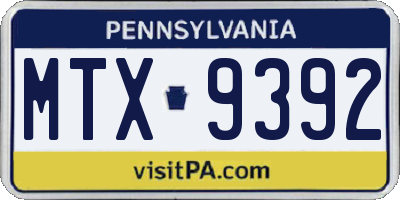 PA license plate MTX9392