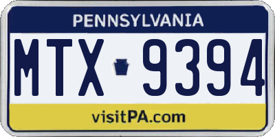 PA license plate MTX9394