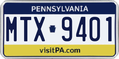 PA license plate MTX9401