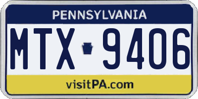 PA license plate MTX9406