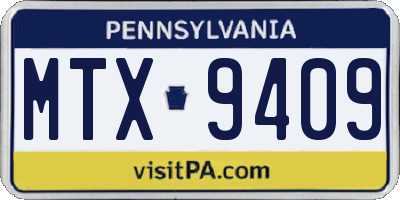 PA license plate MTX9409
