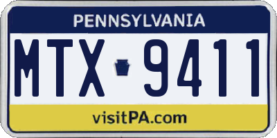 PA license plate MTX9411