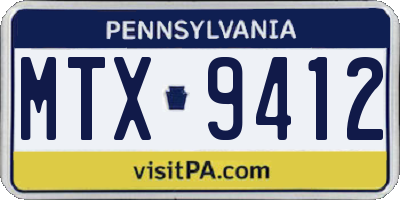PA license plate MTX9412