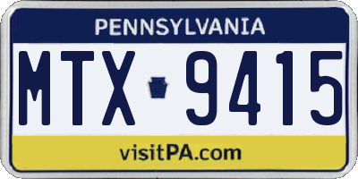 PA license plate MTX9415
