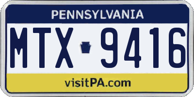PA license plate MTX9416