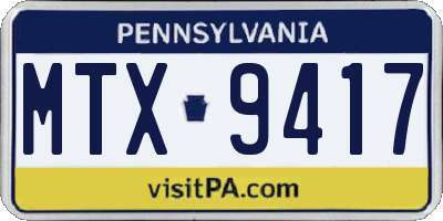 PA license plate MTX9417
