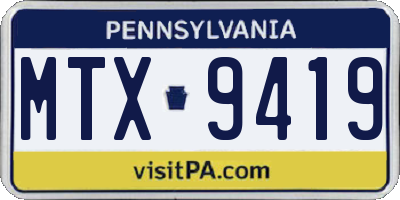 PA license plate MTX9419