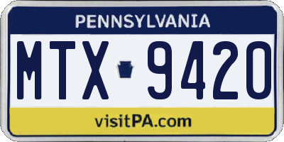PA license plate MTX9420