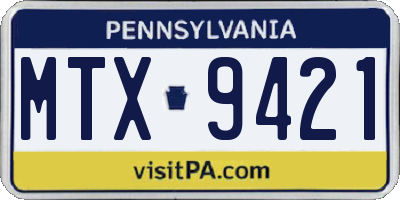 PA license plate MTX9421