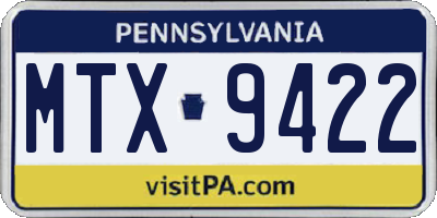 PA license plate MTX9422