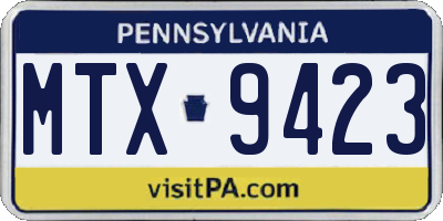 PA license plate MTX9423