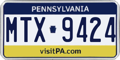 PA license plate MTX9424