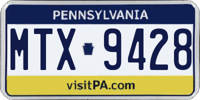 PA license plate MTX9428