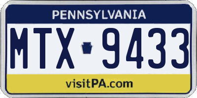 PA license plate MTX9433