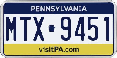 PA license plate MTX9451