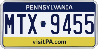 PA license plate MTX9455