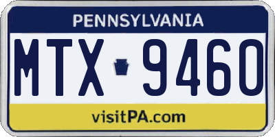PA license plate MTX9460
