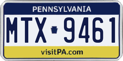 PA license plate MTX9461