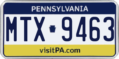 PA license plate MTX9463