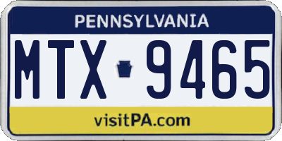 PA license plate MTX9465