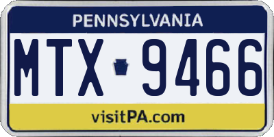 PA license plate MTX9466