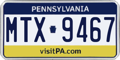 PA license plate MTX9467