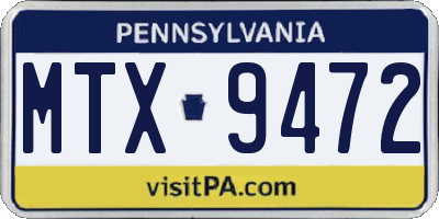 PA license plate MTX9472