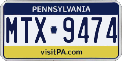PA license plate MTX9474