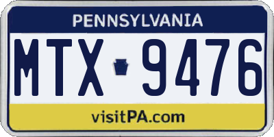 PA license plate MTX9476